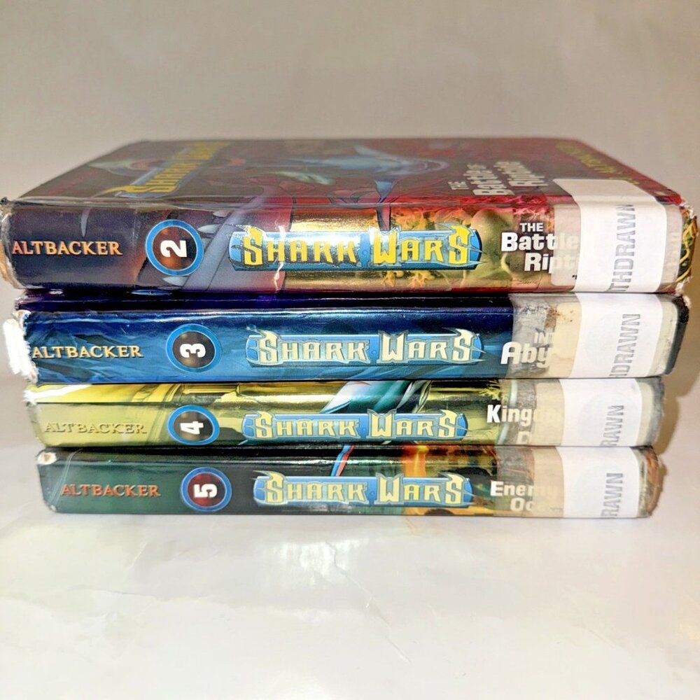 Lot of 4 (Vols. 2-5) Shark Wars Book Series by EJ Altbacker Hardcover EXLIBRARY